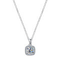 925 Sterling Silver Minimalist Square Necklace Set with Moissanite-0-3