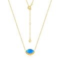 wholesale S925 sterling silver new Japanese-style luxury retro necklace with unique patterned blue opal pendant, acollarbone chain-0-5