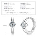 S925 Sterling Silver Four-Leaf Clover Moissanite Hoop Earrings-0-4