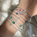 wholesale S925 Sterling Silver Summer Hot-Sale Women's Exquisite Geometric Zirconia Row Diamond Design Colorful Sweet Girl's Bracelet-0-1