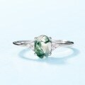 wholesale S925 Sterling Silver NewGreen Moss Ring withAqua Chalcedony Women's Finger Ring for Wish Cross-Border Hot-Sale-0-1