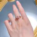 wholesale 925 Sterling Silver, Morgan Pink Tower 7*7mm High-Carbon Diamond Ring for Women, European and American New Style, High-End Feel-0-3