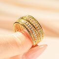 Metal Multi-Row Zirconia Ring, Women's Fashion Starry Wholesale Live Stream-0-1