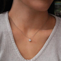 Sterling Silver 1-Carat Moissanite Pendant Necklace, Classic Four-Prong Setting-1-carat moissanite (with cross chain)  925 silver