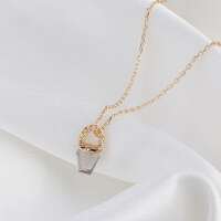 wholesale S925 silver plated with 9K gold, new pendant Japanese minimalist personalized necklace earring manufacturer wholesale distribution-Labradorite Mini Bag Pendant 925 Silver