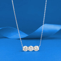 wholesale S925 Silver, Zhuozhifang Jewelry's New Three-Stone Pendant Necklace for Women, Minimalist and Elegant Daily Wear Delicate Collarbone Chain for Live Streaming-N558 Three Diamond Necklace 925 Silver