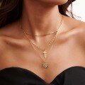 wholesale S925 Sterling Silver Cloud-Pull Jewelry Fashion Three-Layer Stackable Cross Pendant Choker Necklace Direct Factory Wholesale-0-2
