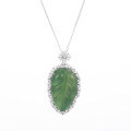 wholesale S925 Silver Wholesale New Chinese Style Inlaid Natural Chalcedony Tree Leaf Pendant Agate Jade Color National Wind Jade Women's Style-0-4