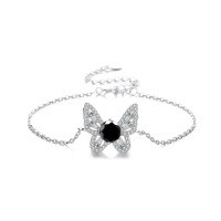 wholesale S925 Sterling Silver Moissanite Butterfly Intricate Craftsmanship Premium Edition Bracelet Cross-Border Hot-Selling Jewelry High-End Gift for Best Friend-1 carat (black moissanite) bracelet 925 silver