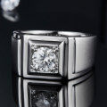 wholesale S925 Sterling Silver Wide Face Bold Men's Ring 1 Carat Diamond Moissanite Wedding Band Wholesale-0-3