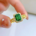 wholesale S925 Silver New Simulated Emerald 2 Carat Ring with High Carbon Diamonds, Small Batch Design by Zhuozhifan Jewelry-0-1