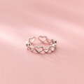 wholesale S925 Sterling Silver Vintage Sweet Hollow Heart Ring Korean Style Heart-shaped Silver Jewelry J9350-0-2