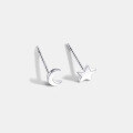 wholesale Sterling Silver S999 Ear Piercing Earrings for Women, Pure Silver Small and Mini Double-ended Ear Studs, Cartilage Ear Studs, Minimalist Ear Piercing Needle Ear Accessories-0-5