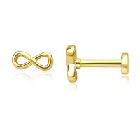wholesale 925 Sterling Silver Single Infinity Studs Earrings For Women-Gold (single) 1.2*8mm