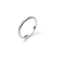 wholesale S925 sterling silver fashionable and unique irregular texture aquamarine ring, niche and high-end ring R01860-0-4
