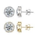 wholesale S925 Sterling Silver Minimalist Cross-Border Moissanite Stud Earrings for Women, Round Bezel-Set Small Fashion Wholesale-0-4
