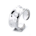 wholesale S925 sterling silver irregular crumpled and textured foil statement open ring, European and American style creative women's ring-0-4