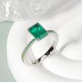 wholesale S925 Sterling Silver 6*8 Green Zircon Ins Style Daily Minimalist Versatile Ring for Women-0-0