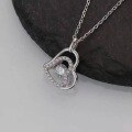 wholesale S925 Sterling Silver Double-Layer Heart-Shaped Diamond-Inlaid Novel and Dynamic Beating Heart Pendant Necklace-0-3