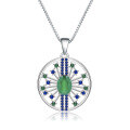 wholesale 925 Silver Designer Natural Gemstone Pendant with a High-End Vintage Feel, Green Agate Necklace Pendant-0-0