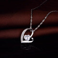wholesale S925 Sterling Silver Women's Korean-style Simple Heart Zircon Pendant Necklace Fashion Accessory Wholesale-0-2