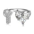 wholesale S925 Sterling Silver European and American Cross-Border Women's Ring with Personalized Letters, Heart, Zircon Inlaid, Adjustable Opening Silver Jewelry for Women-0-28