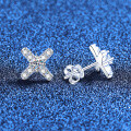 S925 Sterling Silver Moissanite X-Shaped Earrings-0-0