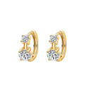 925 Sterling Silver Moissanite Fine Cross-border Stud Earrings, Four-Prong Round Drop-0-5