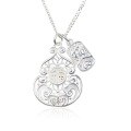 wholesale 999 Sterling Silver Hollow-Out Double Gourd Fu Pendant, Fashionable Retro New Chinese Style Versatile Necklace-0-4