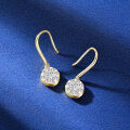 S925 Sterling Silver Moissanite Round Earrings, Simple Fashion Ear Hooks-0-2