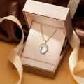 wholesale S925 Sterling Silver Women's Rotating Moon Oval Pendant Necklace With Iridescent Finish, Fashionable And Lightweight-0-3