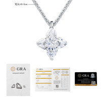 S925 Silver Cross Star Pendant Necklace, Four-Leaf Clover Mermaid Tear Design-Chopin necklace, 1 carat (6*6mm)  high carbon stone