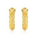 wholesale S925 Sterling Silver Gold-Plated New Chinese Retro Diamond-Encrased Waffle-Pattern Earrings for Women, Light Luxury and High-End-0-4