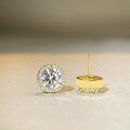 wholesale AU750 Platinum Plated S925 Sterling Silver 1 Carat Moissanite Stud Earrings Round Bezel-0-2
