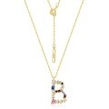 wholesale S925 Sterling Silver European and American Style Rainbow 26 Alphabet Letter Necklace with Colorful Zirconia and Diamond Pendant Women's Cross-border Best Seller-0-6
