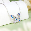wholesale S925 sterling silver summer new small and niche women's summer high-end versatile collarbone chain with aqua blue butterfly necklace-0-6