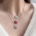 wholesale S925 Sterling Silver Cross-Border Hit HW White Diamond Six-Flower Necklace for Women, Teardrop Petal Sunflower Pendant Choker Wholesale-0-3