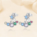 wholesale S925 Sterling Silver Sweet Colorful Zircon Star Earrings For Women, Small Niche Design With A Sense Of High-end Inlaid Zircon Studs-0-3