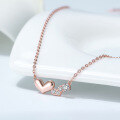 wholesale S925 Sterling Silver Rose Gold Double Heart Pendant Necklace, Factory Direct Wholesale-0-4
