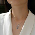 S925 Silver Double Butterfly Pendant 1-Carat Unique Exquisite Micro-Set Moissanite Necklace-0-2