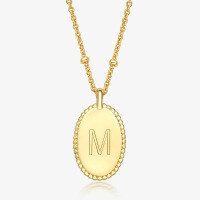 wholesale S925 Sterling Silver Women's English Letter Pendant Necklace, Minimalist Smooth Oval Collarbone Chain for Cross-Border-Letter M>925 silver