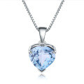 wholesale S925 Sterling Silver Manufacturer Direct Supply Heart-Shaped Topaz Necklace, European and American Style Natural Colored Gemstone Pendant-0-4