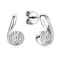 S925 Sterling Silver Square Stud Earrings with Moissanite-V-style [Clearance Sale with Free Shipping] Moissanite