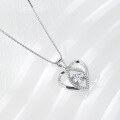 wholesale S925 Sterling Silver Women's Simple Diamond-Encrusted Heart Pendant European and American Lock Fashion Bone Chain Versatile Wholesale-0-1