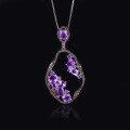 wholesale S925 sterling silver with natural garnet necklace, crystal pendant, small irregular pendant for women-0-0
