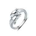 wholesale S925 silver ring, women's Korean-style minimalist dolphin lover smooth open-ended student creative silver jewelry-0-4