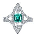 wholesale 925 Silver Ring with Mujing Jewelry's Captivating Paraiba Tourmaline Color, Inlaid Natural Cut Pyramid 6*6, Stunning Eye-Catching European and American Style for Women-0-4