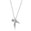 S925 Sterling Silver Mermaid Tail Pendant Necklace with Moissanite-0-3