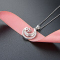wholesale S925 Silver Rhinestone Inlaid Fashion Collarbone Necklace, Korean Style Small Fresh Star and Moon Pendant Accessory-0-1