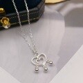 wholesale Silver Hollowed-Out Heart Lock Pendant Necklace, Minimalist and Elegant Valentine's Gift for Girlfriend-0-3